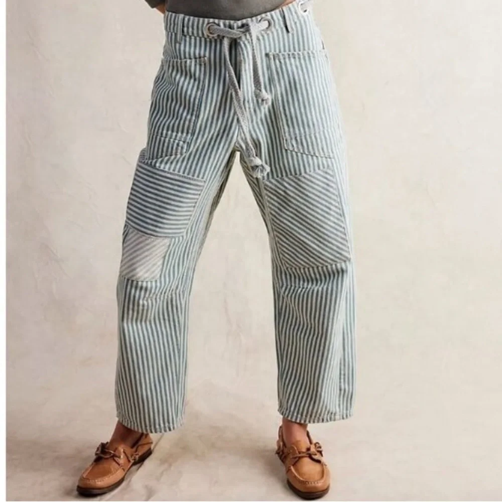 We The Free People Railroad Moxie Low-Slung Pull On Barrel In Railroad - Picture 2 of 10